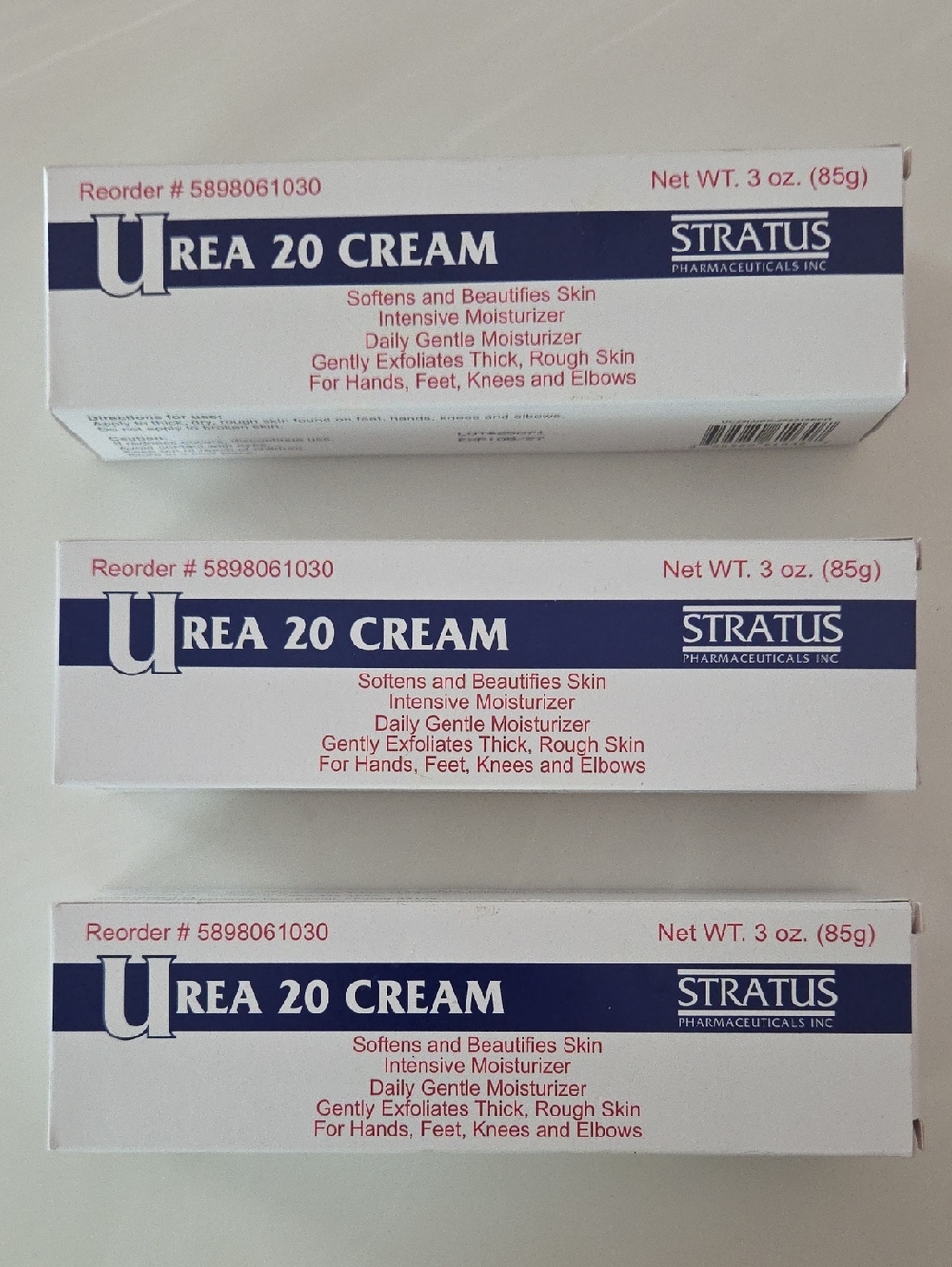 NIB Safety Sealed Tube Stratus Urea 20 Cream Lot Of 3 Safety Sealed Tube